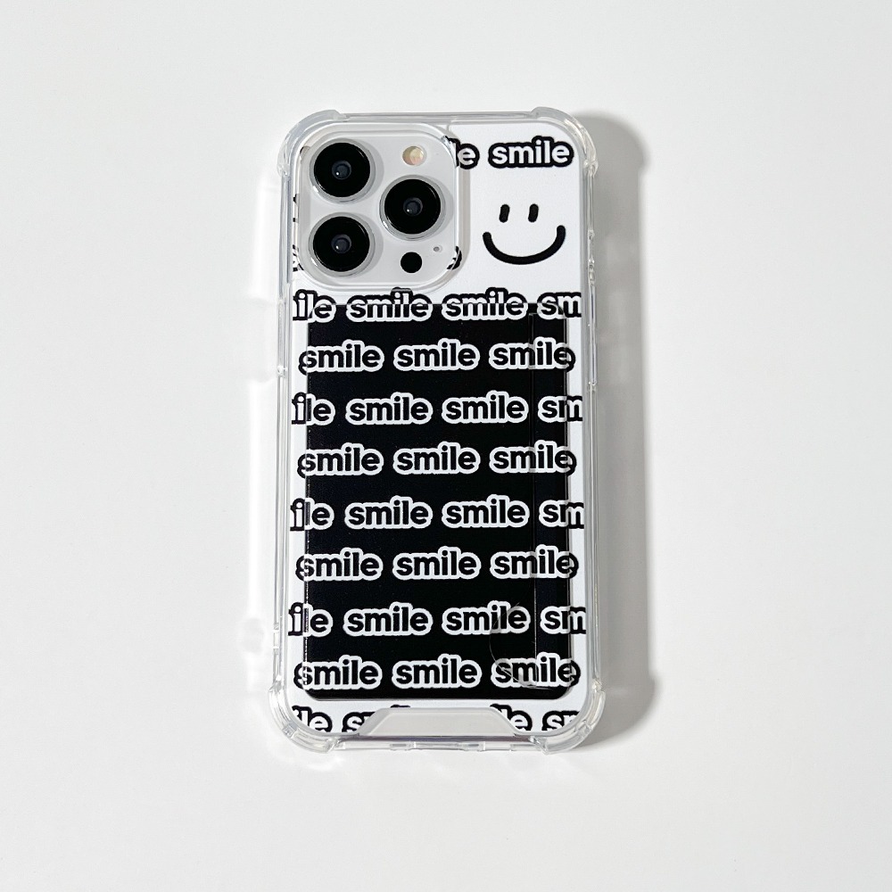 (Card Pocket) Smile Pattern White Black 스마일 패턴 화이트 블랙 카드 포켓